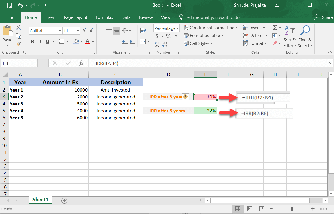 irr to work in excel for mac
